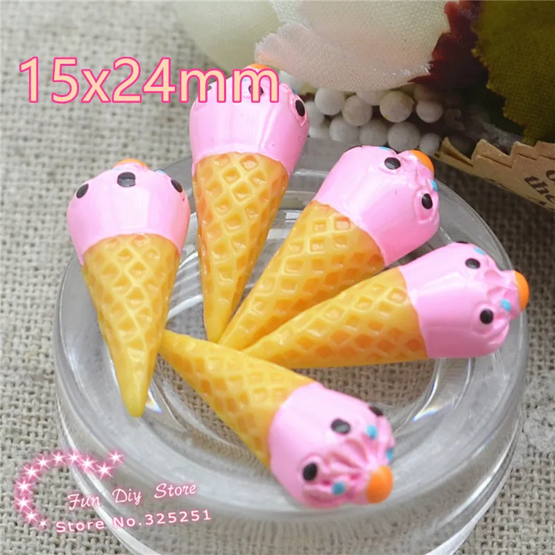 

resin pink ice cream dessert Flat back decoration 50pcs/lot 15x24mm