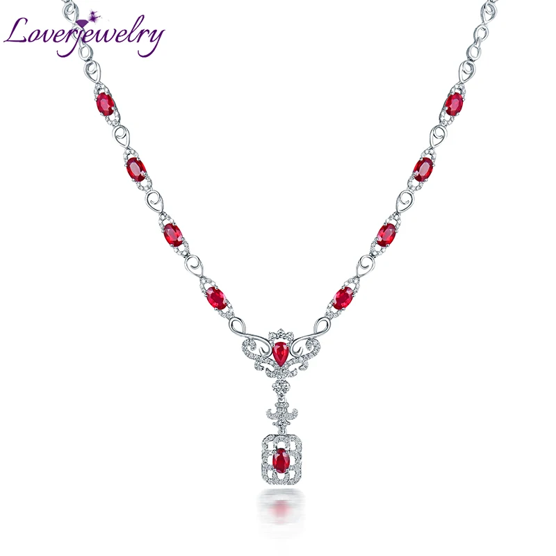 LOVERJEWELRY роскошные бриллианты леди рубиновое ожерелье Специальный дизайн 18 к