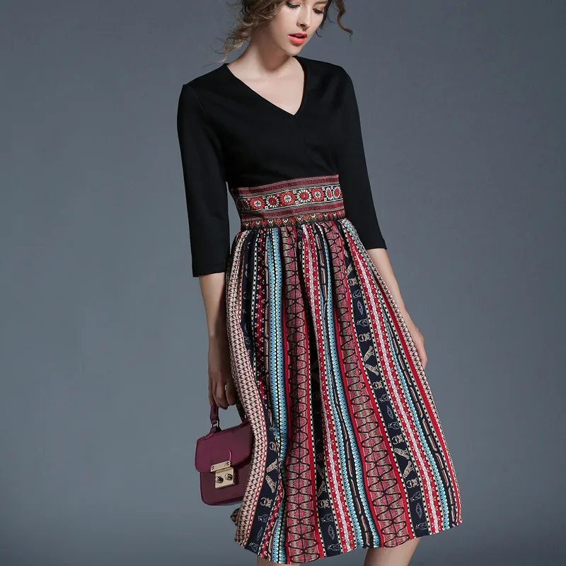 Шифоновые платья с принтом Новинка осени 2019 винтажное сексуальное длинное