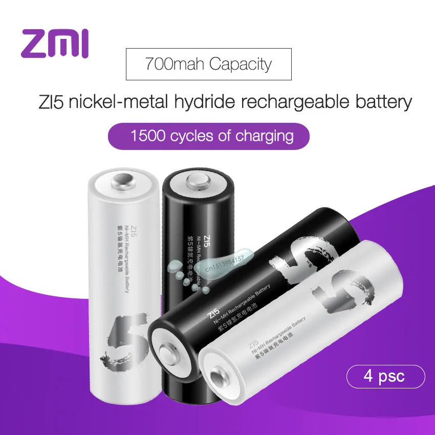 4 шт./лот Xiaomi аккумуляторная батарея AA 1800mAh 1,2 V Ni-MH ZMI ZI5 power Bank Аккумулятор для дистанционного управления машинными игрушками