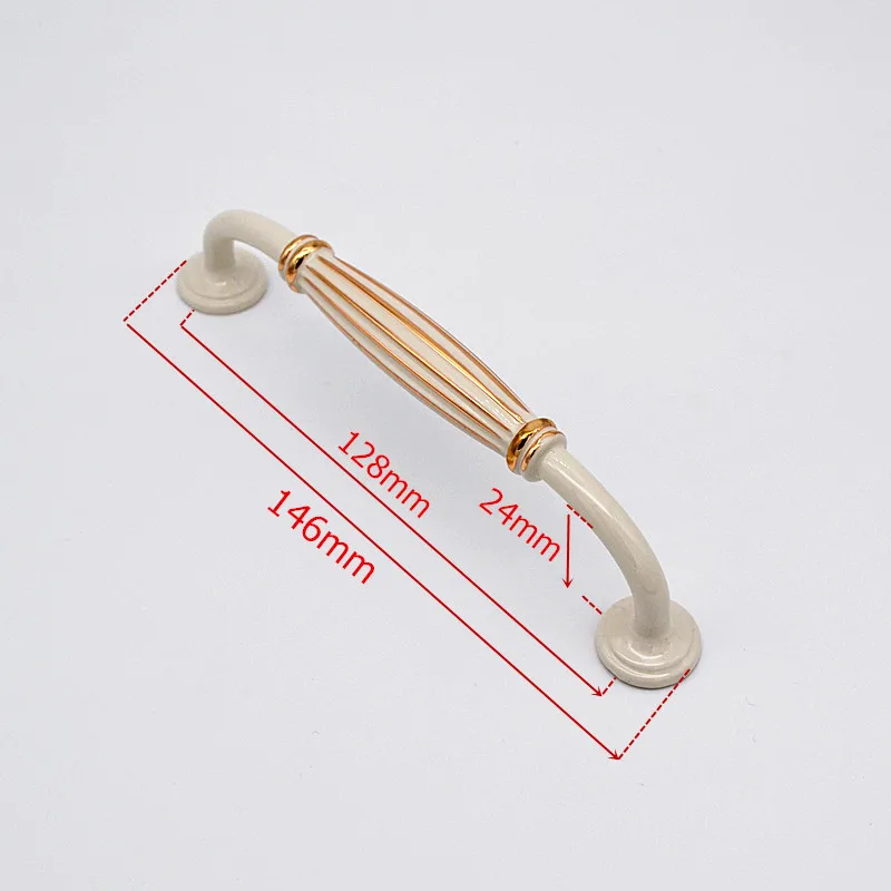 beige-128mm Ручки из черного цинкового сплава для мебели, ручки и ручки для шкафа, ручки для ящиков, кухонные ручки, ручки для шкафа, ручки для шкафа - Color: beige-128mm