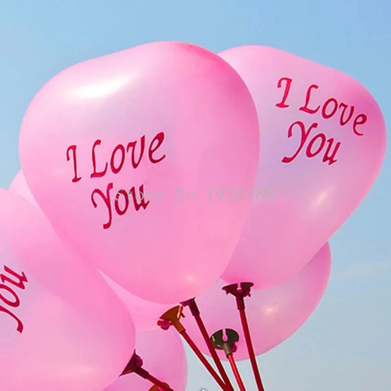 

100 шт., 12 дюймов, 2,2 г, шар в форме сердца с принтом «I LOVE YOU»