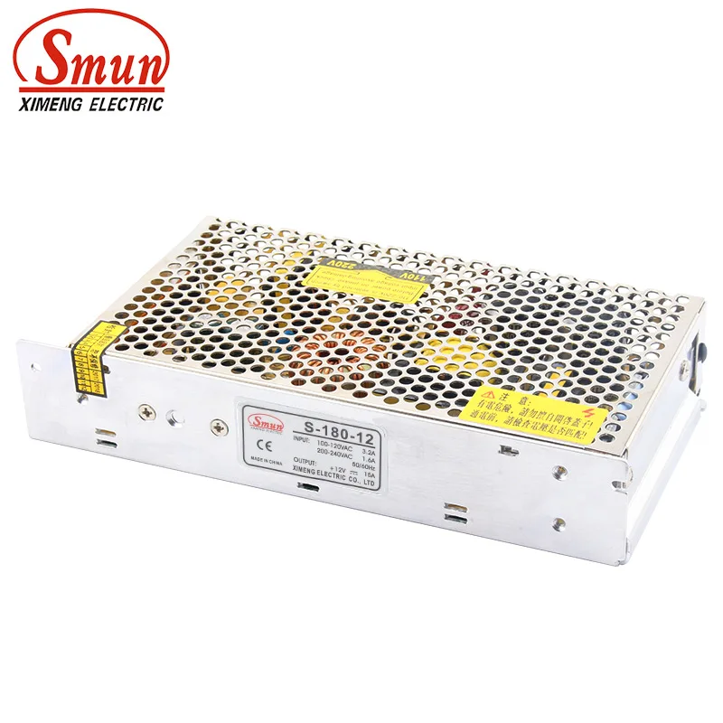 

Smun S-180-12 12 В 15 в 180 Вт импульсный источник питания для светодиодной ленты светильник промышленного и медицинского оборудования