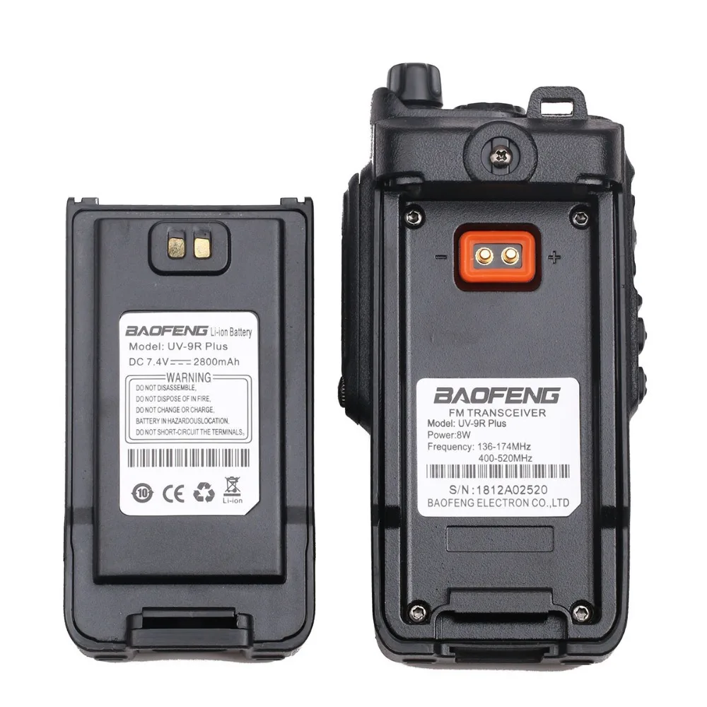 Портативная рация Baofeng UV 9R Plus 2 шт. водонепроницаемая Двухдиапазонная