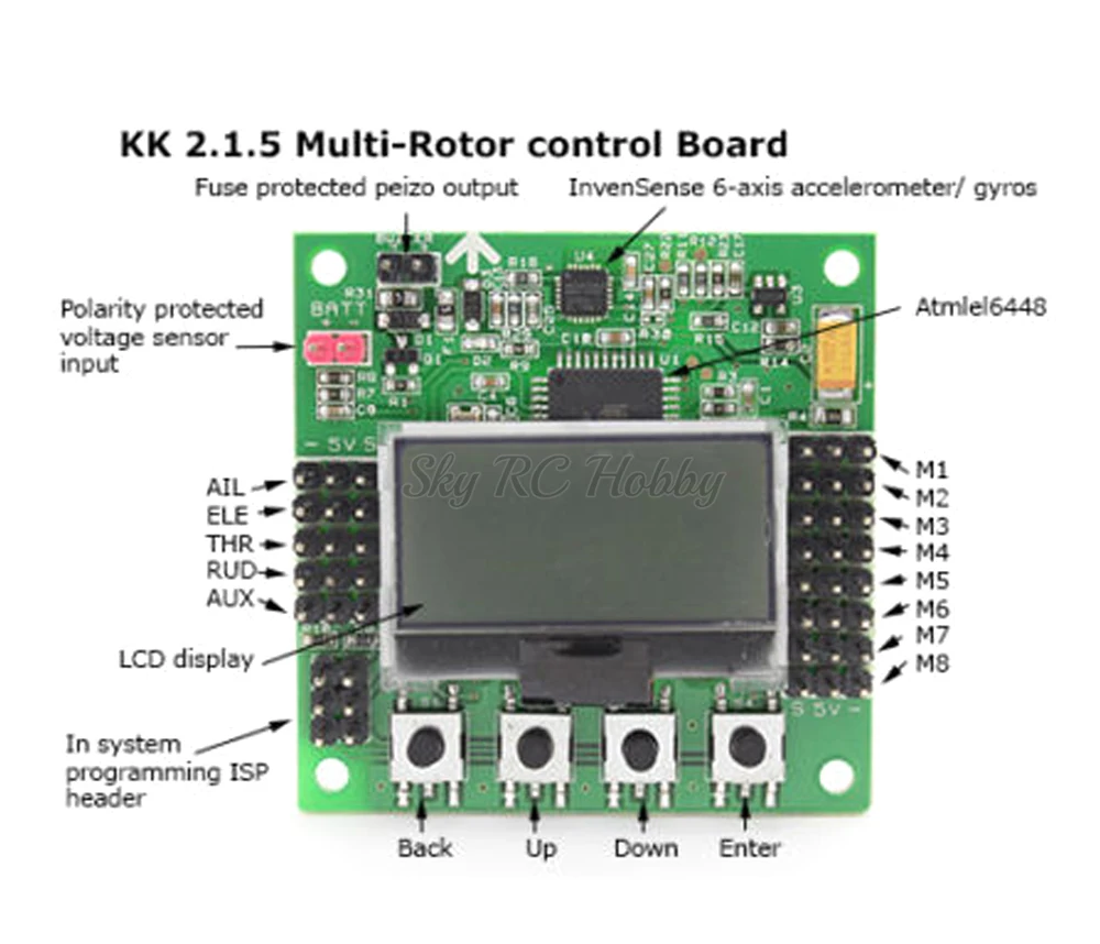 KK2.1.5 KK 2,15 lcd мультироторная плата управления полетом KK2.1.5 для KK2 6050MPU 644PA F450 F550 FPV RC гоночный Дрон
