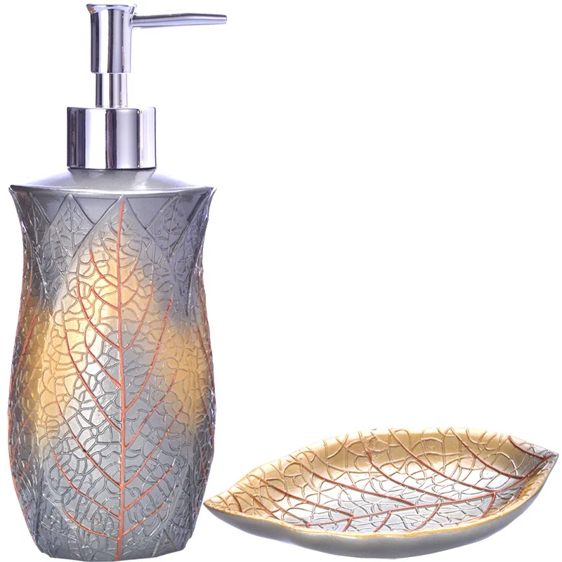 2Pcs Resin Hand Liquid Soap Dispenser Soap Dishes Set Luxury Brand Hotel Bathroom Kitchen Sink Shampoo Shower Gel Pump Bottle
