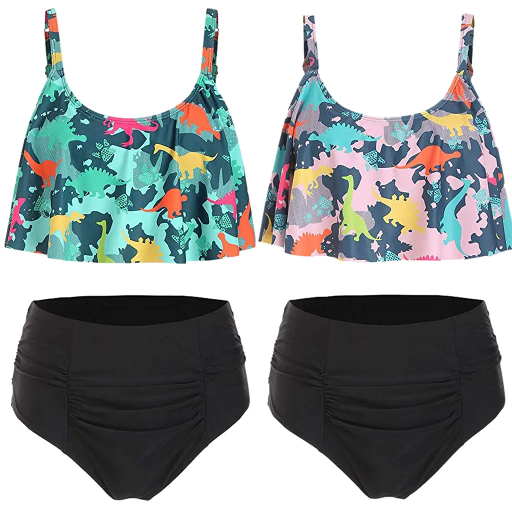 2019 популярный женский комплект бикини купальник с высокой талией принтом