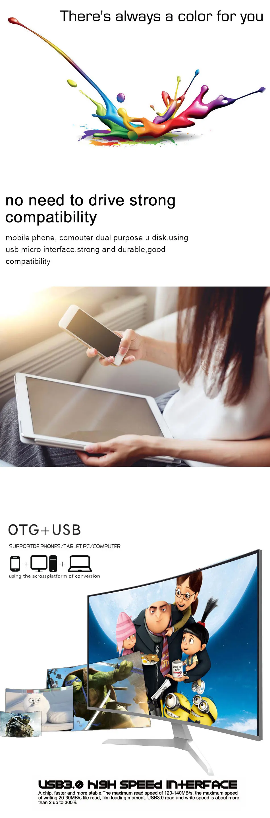 Biyetimi OTG флеш-накопитель 32 ГБ высокоскоростной USB накопитель 64 ГБ 16 ГБ флеш-накопитель USB 3,0 с индивидуальным логотипом USB флеш-накопитель SCT19