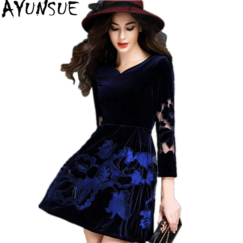 Женское бархатное платье с цветочным принтом размеры до 4XL|dress for|dress for womendresses female |