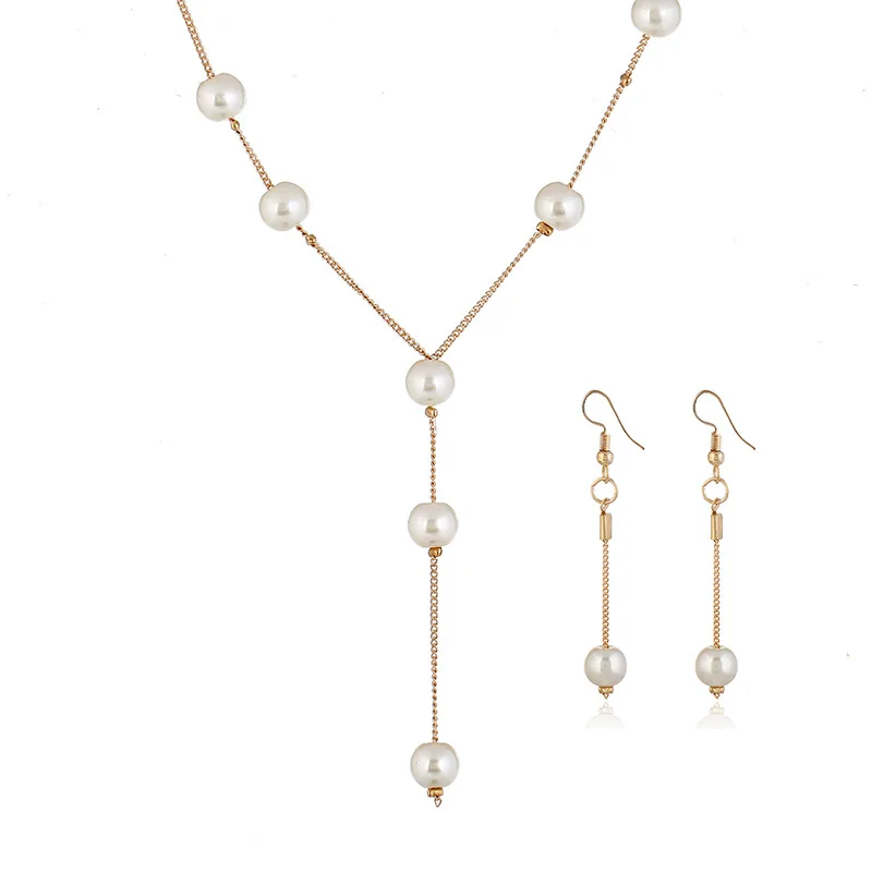 Seblasy простой Стиль имитация Серьги с жемчугом ожерелья подвески для Новинки