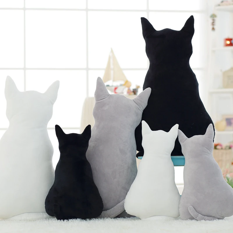 

Hot new Cute Soft plush shadow cat stuffed animal sofa pillow cushion Home room decor birthday gift for kids children friends