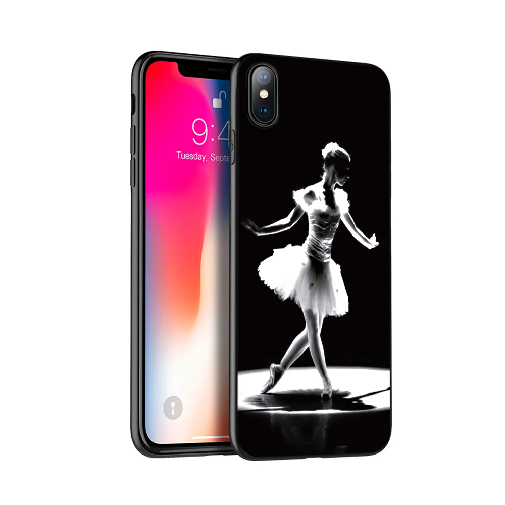 Черный чехол из ТПУ для iphone 5 5s SE 2020 6 6s 7 8 plus x 10 XR XS 11 pro MAX балетная танцевальная