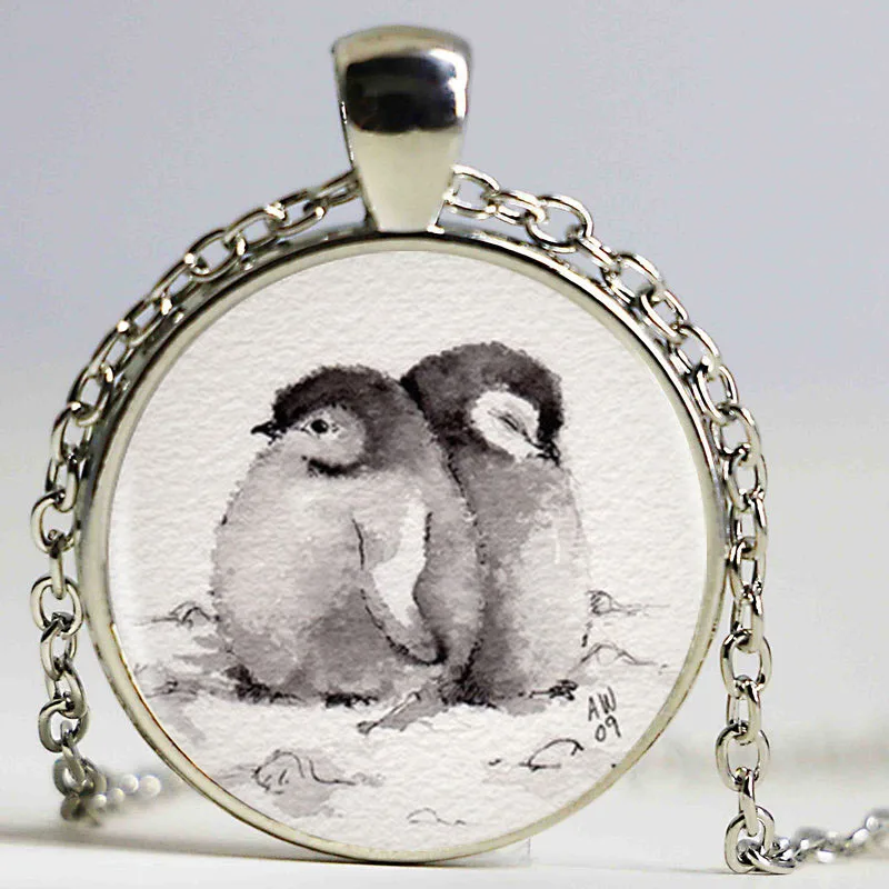 Милое модное ожерелье с маленьким Пингвином из мультфильма женское стеклянное