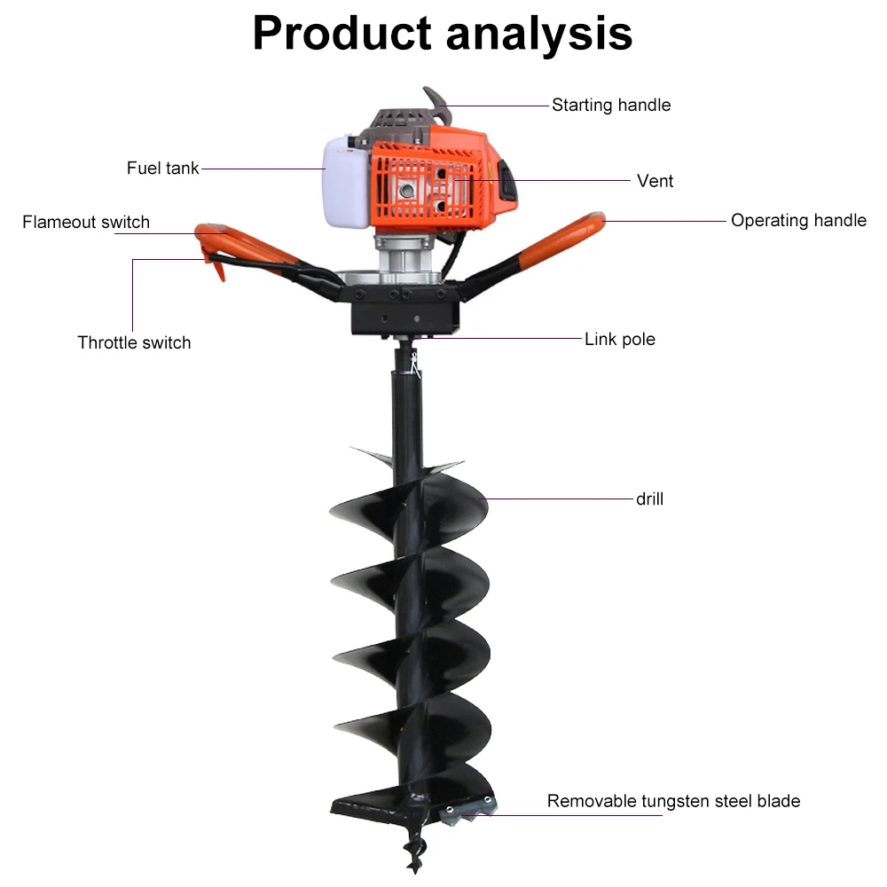 Перфоратор для починки 1200 Вт бензиновый Бур профессиональный сверлильный шнек 200