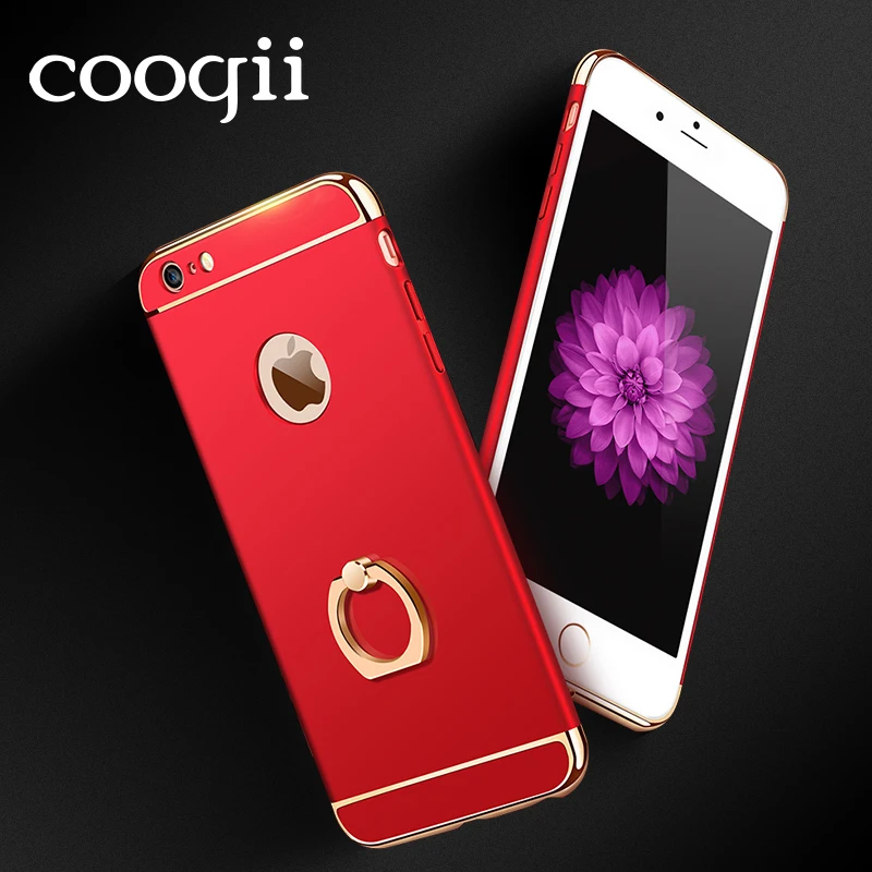 COOQII Cool Plated with Ring Hybrid Case For iPhone 7 Plus 5s SE Apple 6 6S Combo Hard Shock Proof Back Cover |
