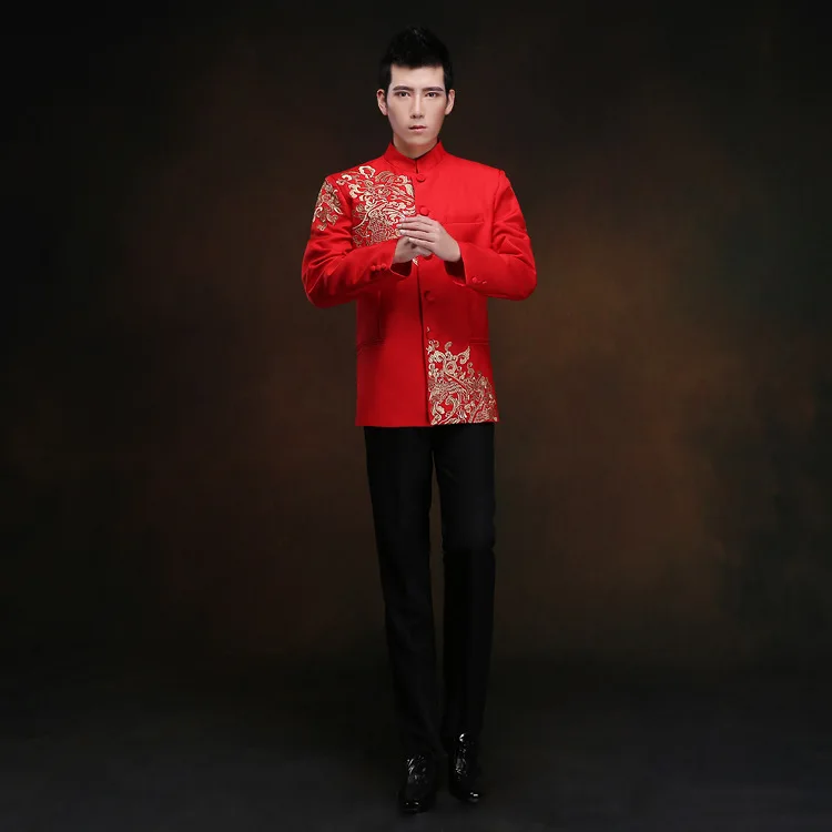 Мужская красная туника традиционная китайская мужская модель shanghai tang cheongsam