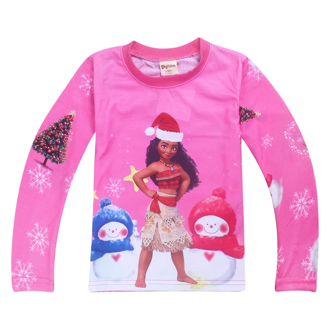 2017 Boys Sleepwear Moana Vaiana Costume Girls Pajamas Christmas Pyjama Kids Girl Pijamas Long Sleeve T-shirt+Print Clothing Set | Детская
