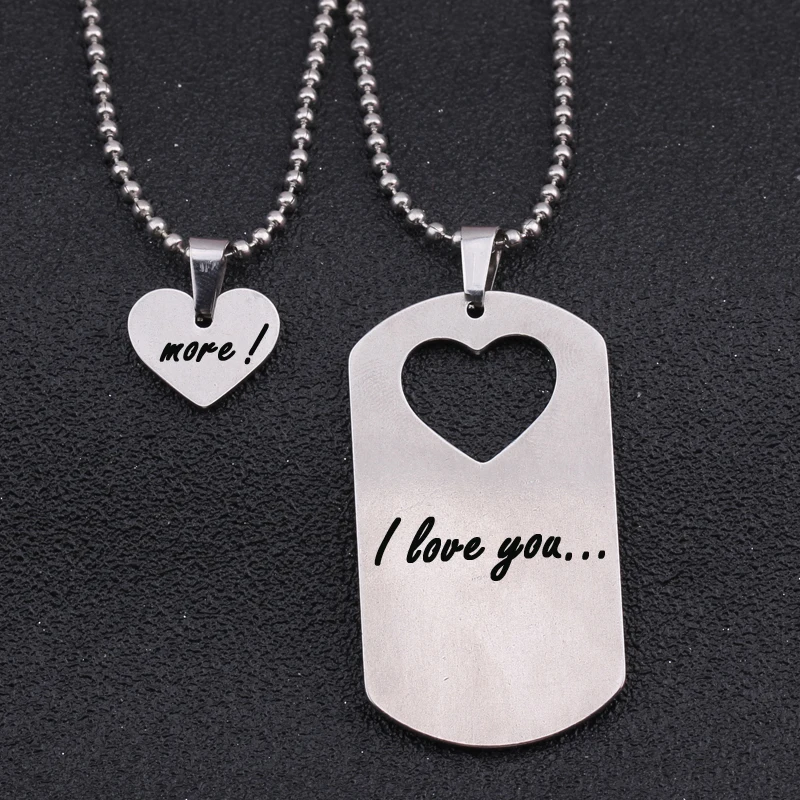 Креативное высококачественное ожерелье с подвеской гравировкой надписью I Love You
