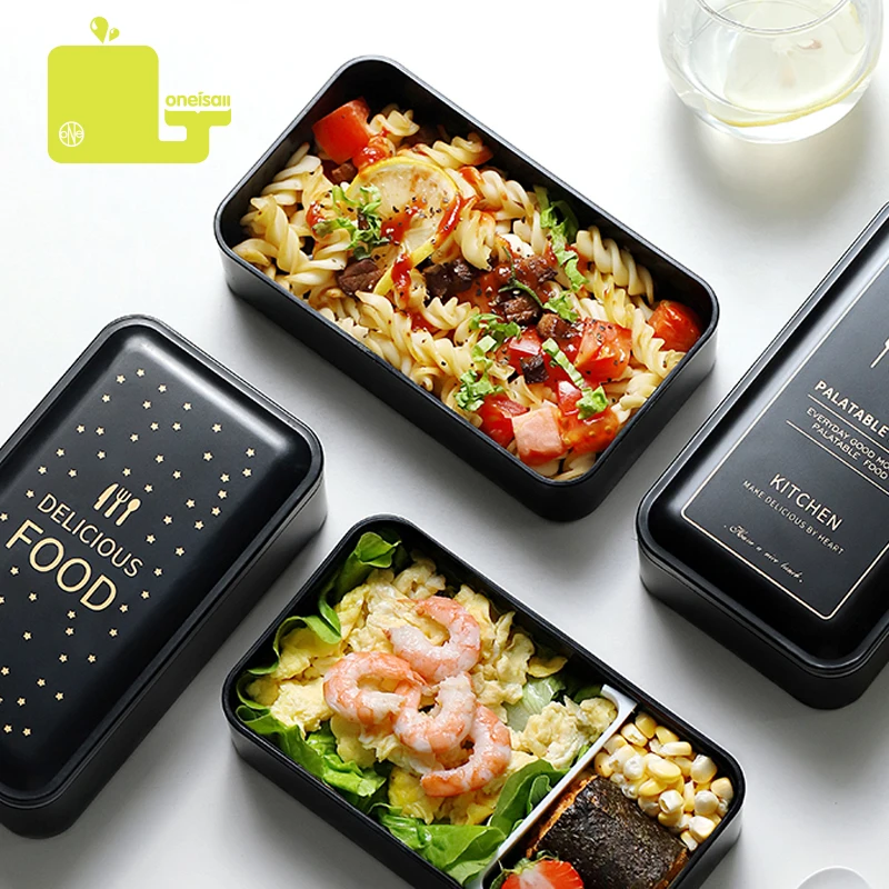 Oneisall пластиковый Ланч-бокс двухслойный японский Bento box контейнер для еды Lonchera Lancheira для детей Ланчбокс contenedor de alimento