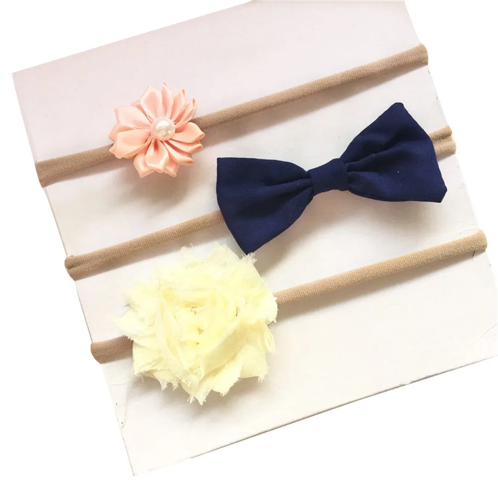 TELOTUNY baby girl headbands 3Pcs/set Kids Girl Baby Toddler Bowknot Headband Hair Band Headwear for girls headband 1019 | Детская
