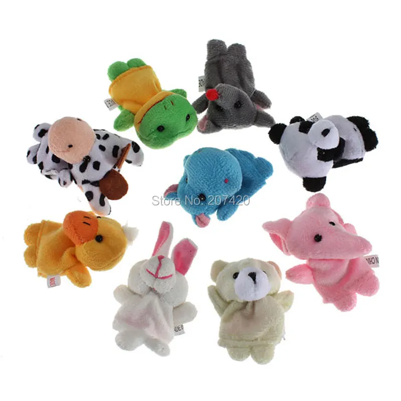 

100pcs/set Wholesale Hot Selling 10 Style Animal Finger Puppets Plush Toys Dolls
