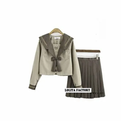 Japanese Orthodox Soft Girl JK Uniform Skirt Milk Tea Brown Kanto Transformed Two Sailor Suits for Students N1 | Тематическая