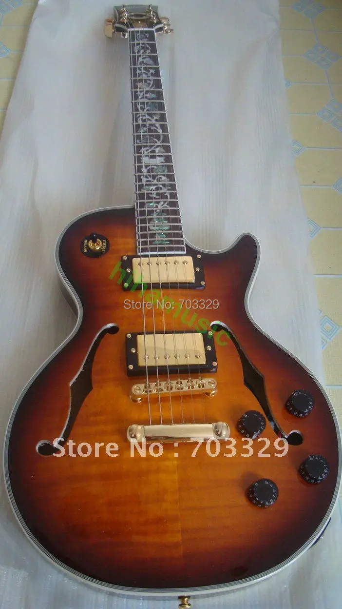 Новый custom shop Малый Джаз гитары VS Винтаж sunburst F отверстие Пламя Топ палисандр гриф