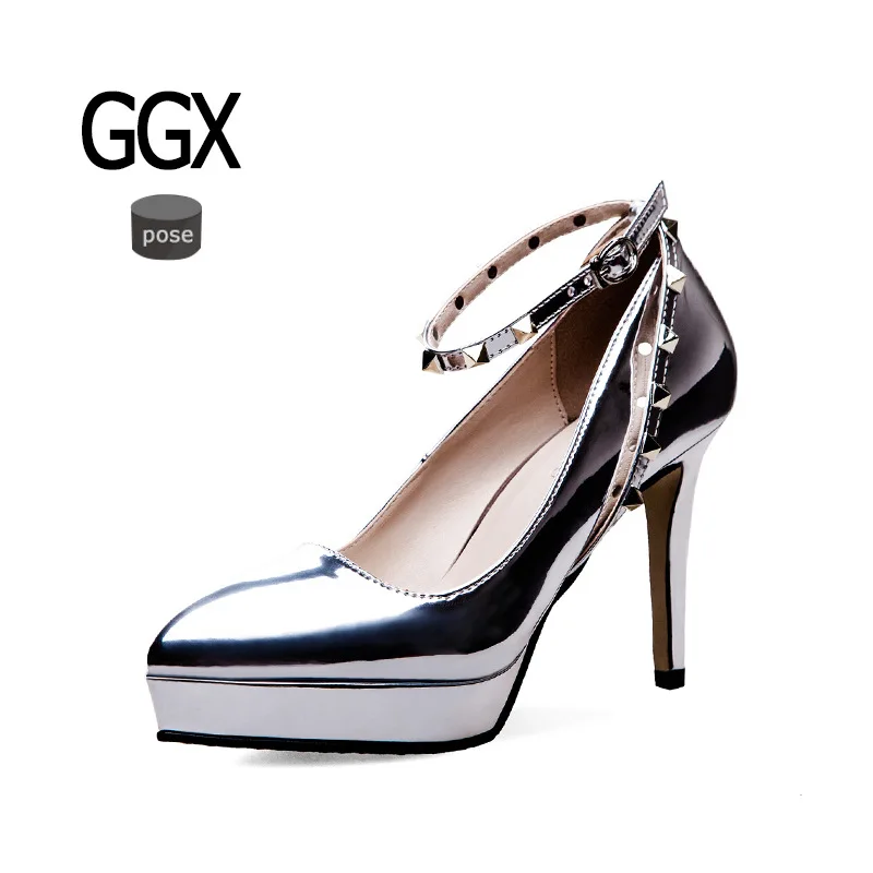 Ggx Pose Rivet Autumn Winter High Heels Pointed Toe Platform Ladies Sexy Brand Comfortable Leisure Stylish Women Pumps | Обувь