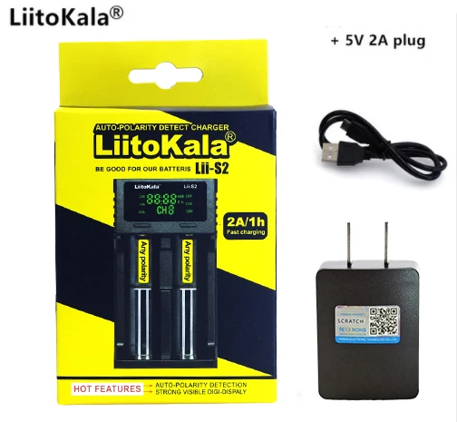 Liitokala Lii-S2 Lii-S4 зарядное устройство, Зарядка 18650 18350 18500 16340 10440 14500 26650 1,2 в AA AAA NiMH батарея - Цвет: lii-S2 and 5V2A US