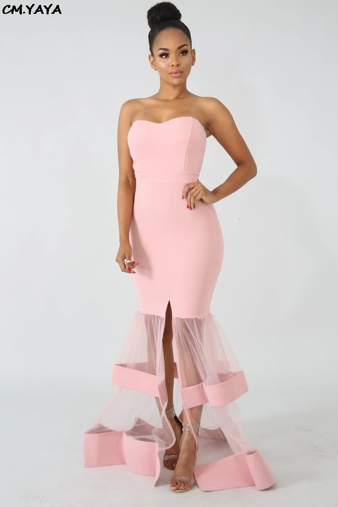 Женское платье макси без бретелек с каскадными рюшами винтажное длинное в стиле