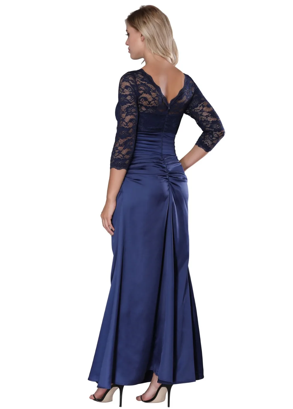 Vintage Lace Dresses - Retro Floral Dress Classy Long Gown For Women Slim Ruched Wedding Maxi | Женская одежда