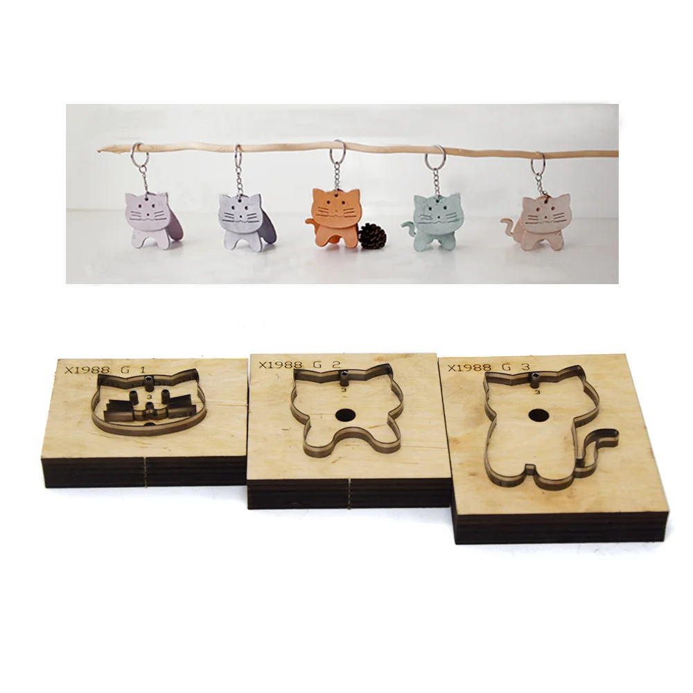

DIY Leather Craft Cute Cat Shape Die Cutting Knife Mould Key Chain Ring Pendant Decoration Hand Punch Tool Template Japan Steel