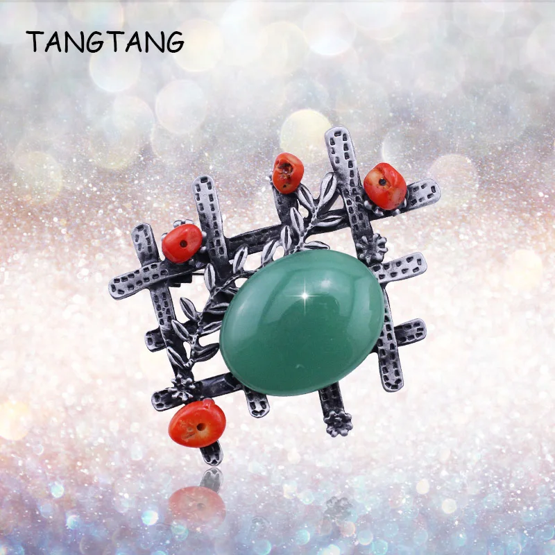 Мужская Винтажная брошь TANGTANG черная позолоченная металлическая в клетку из