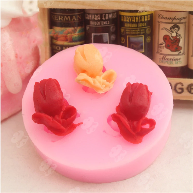 Новинка 3D тюльпаны в форме розы силиконовая форма для помадки торта инструменты