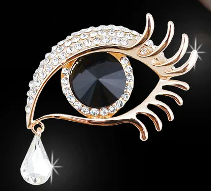 Women Scarf Clips brooches jewelry Silver-color Big Eye tears Crystal for women wedding party clothes brooch pins | Украшения и