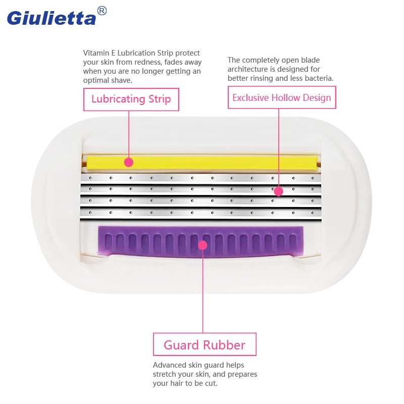 Giulietta сменные лезвия бритвы 4 слоя Безопасные лезвия для бритья из нержавеющей стали женские бритвы 4 шт./лот Venus женские лезвия