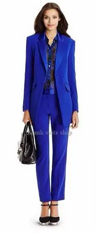 Женский офисный жакет элегантный базовый брючный костюм Королевского синего