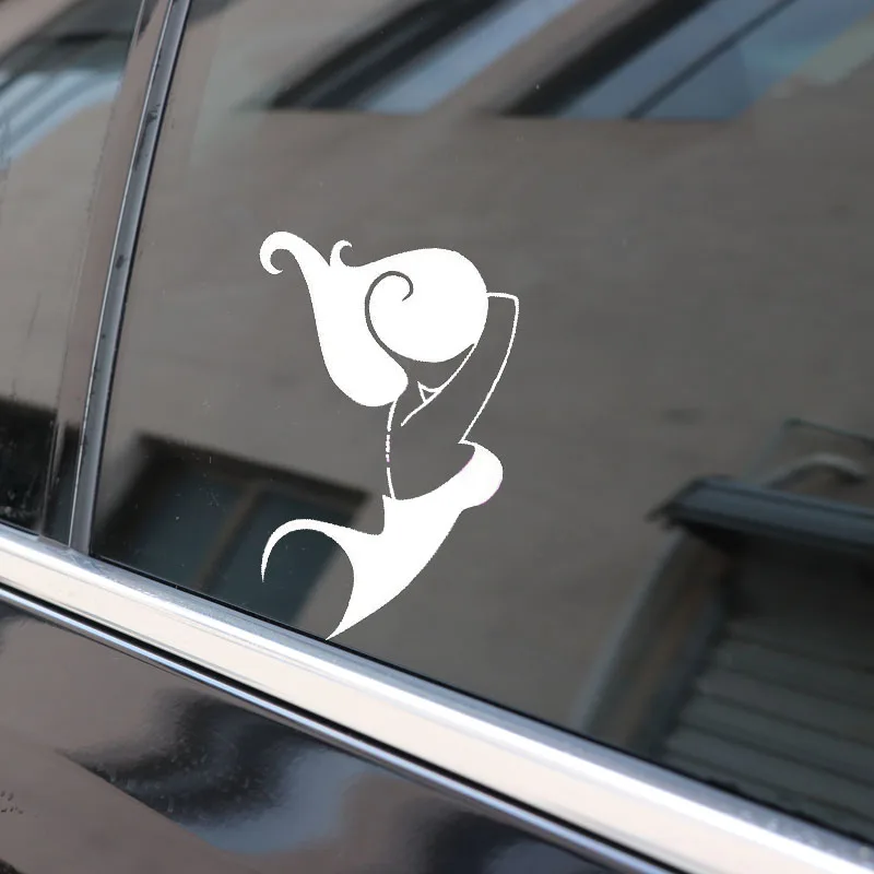 

YJZT 9.4*12.6CM Perfect Figure Shy Lady Popular Decal Black/Silver Vinyl Artistical Style Car Sticker C20-1186
