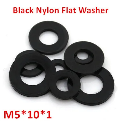 

500pcs M5*10*1 Black Nylon Flat Washer DIN125 Plastic Ring Gasket