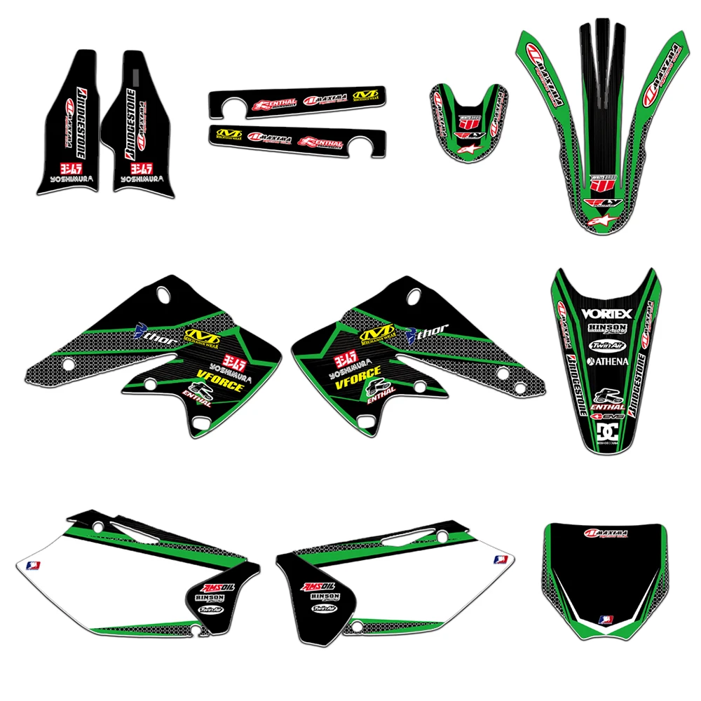New Style Motorcycle GRAPHICS & BACKGROUNDS DECALS STICKERS Kits For Kawasaki KX250F KXF250 2004 2005 KXF250 KX 250F