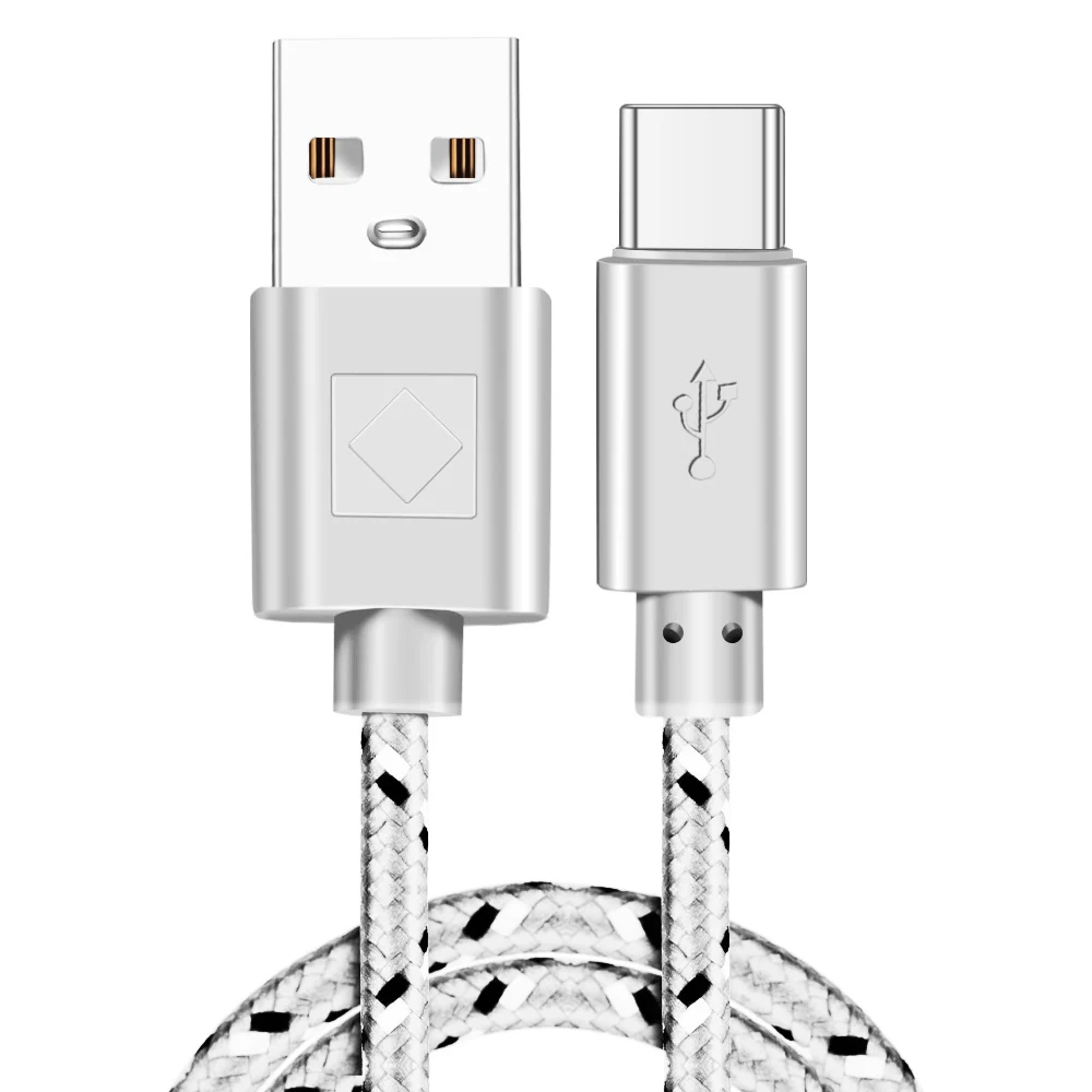 White Олаф нейлоновый плетеный кабель Micro USB C type-C для синхронизации данных USB кабель зарядного устройства для samsung Huawei Xiaomi HTC кабели быстрой зарядки шнуры - Цвет: White