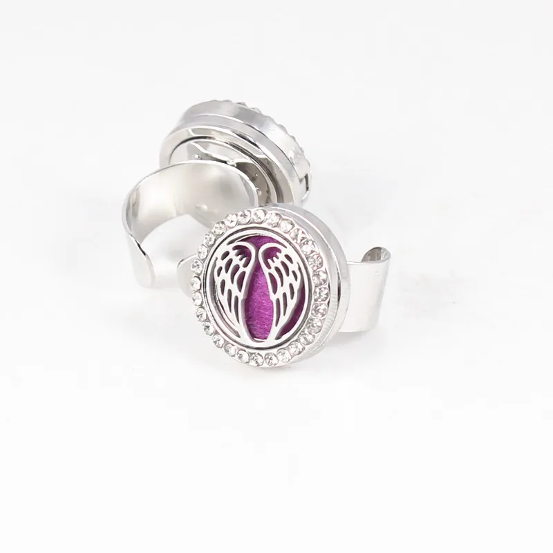 20mm Wings Diffuser Locket Ring with Crystals Dropship Essential Oils Aromatherapy Ring(10 free pads) | Украшения и аксессуары