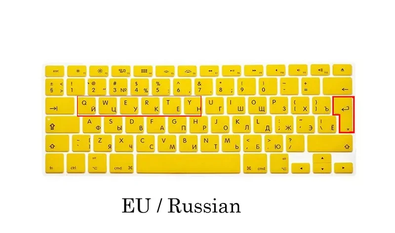 EU Russia Yellow EU/US Мягкий силиконовый чехол для Macbook Pro 13 15 CD rom Клавиатура Обложка в русском стиле для Macbook Pro 13 15 A1278 A1286 Русская клавиатура - Цвет: EU Russia Yellow
