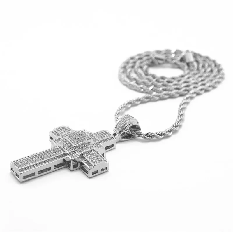 Женская и Мужская винтажная подвеска UWIN в стиле хип хоп с кристаллами стразы|cross
