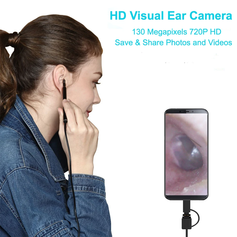 Беспроводной Эндоскоп для очистки ушей Wi Fi бороскоп HD 720 P медицинская