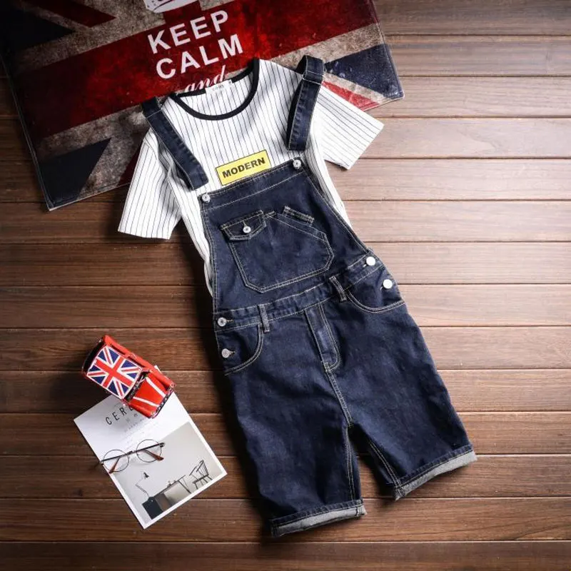 

Men's Cotton Jeans Shorts 2018 Casual Men Bib Overalls Short Summer Fashion Male Slim Strap Shorts Jean Man Denim Jumpsuit Jean