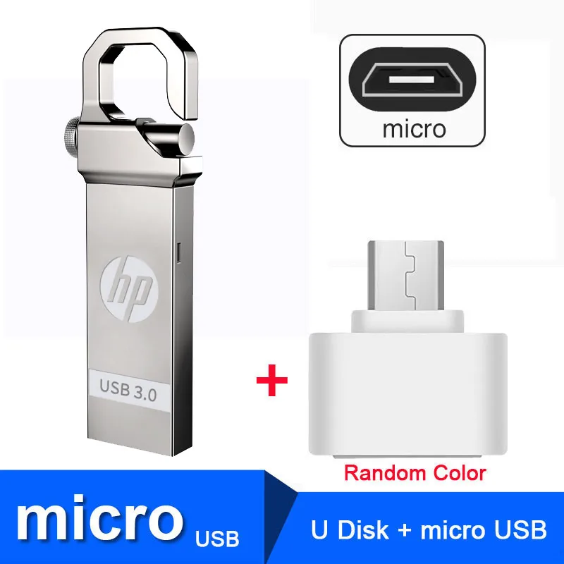 Hp USB флеш-накопитель 64 ГБ, флеш-накопитель, бесплатный подарок, карта памяти, сделай сам, логотип на заказ, Cle, USB3.0, 64go, флеш-накопитель, металлический usb диск 3,0 - Цвет: x750w Plus OTG