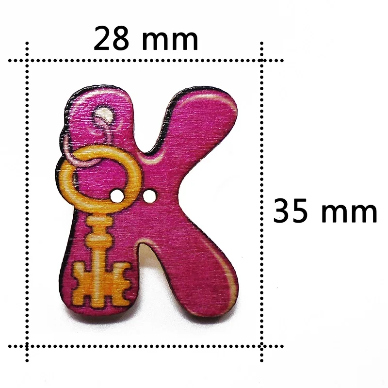 K ZIEENE 5 шт-50 шт смешанный мультфильм 26 цветов картина большой Алфавит A-Z деревянные пуговицы для шитья Скрапбукинг для детей ручной работы - Цвет: K