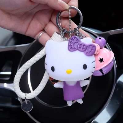 Милый мультфильм hello kitty Кролик бант брелок в стиле Kiki Женские Кожаные Веревки Игрушки Детские брелки-цепочки автомобиля сумка Шарм D36