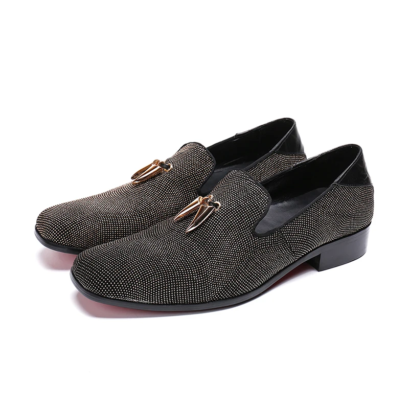 

Black Man Mocassion Loafers Shoes Flats Full Crystals Male Slip On Fashion Dress Runway Shoes 2018 Man Spring Autumn Oxfords